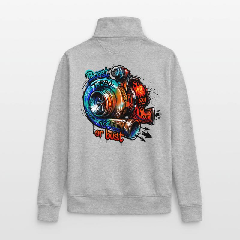 Turbo-Boost oder Bust Unisex Organic Zip Sweatshirt von Stanley/Stella
