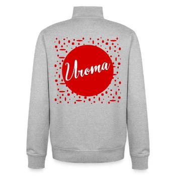 Baby Announce Great-Grandma - Unisex Organic Zip Sweatshirt by Stanley/Stella - heather grey - Back - AI Model Male 185 light (185cm)