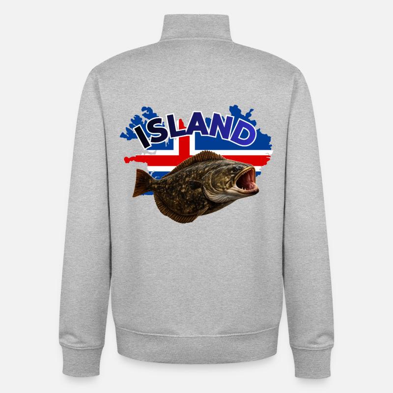 Heilbutt Angeln Island - Unisex Organic Zip Sweatshirt von Stanley/Stella - Grau meliert