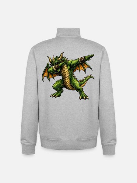 Ernsthafter Dabbing Drache - Unisex Organic Zip Sweatshirt von Stanley/Stella - Grau meliert