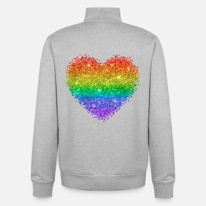 Regenbogenherz Glitzerpunkte - Unisex Organic Zip Sweatshirt von Stanley/Stella - Grau meliert