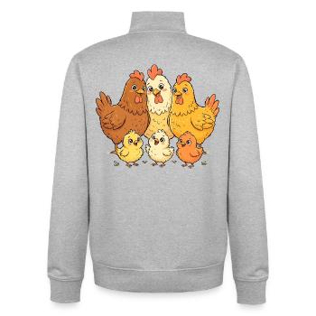 Chicken family - Unisex Organic Zip Sweatshirt by Stanley/Stella - heather grey - Back - AI Model Male 185 light (185cm)