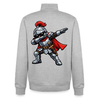 Dabbing Ritter - Unisex Organic Zip Sweatshirt von Stanley/Stella - Grau meliert - Hinten - AI Model Male 185 light (185cm)