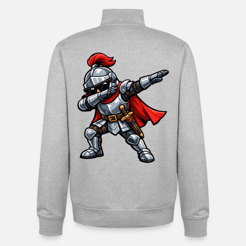 Dabbing Ritter - Unisex Organic Zip Sweatshirt von Stanley/Stella - Grau meliert