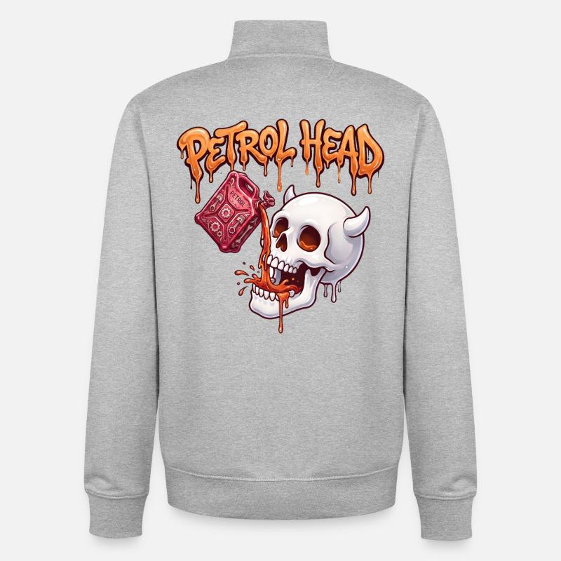 Crâne de Pétrolin - Sweat zippé unisexe en coton bio Stanley/Stella - gris chiné