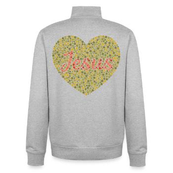 Jesus liebt dich | Glaube | Geschenk - Unisex Organic Zip Sweatshirt von Stanley/Stella - Grau meliert - Hinten - AI Model Male 185 light (185cm)
