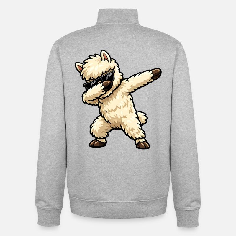 Tappage de l’alpaga - Sweat zippé unisexe en coton bio Stanley/Stella - gris chiné