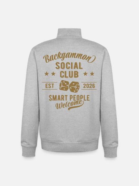 Backgammon Social Club | Board Game - Unisex Organic Zip Sweatshirt by Stanley/Stella - heather grey