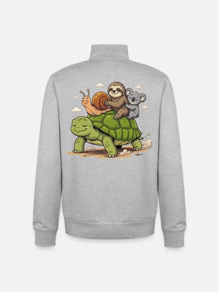 Turtle Snail Sloth Koala Anti-Stress - Unisex Organic Zip Sweatshirt by Stanley/Stella - heather grey