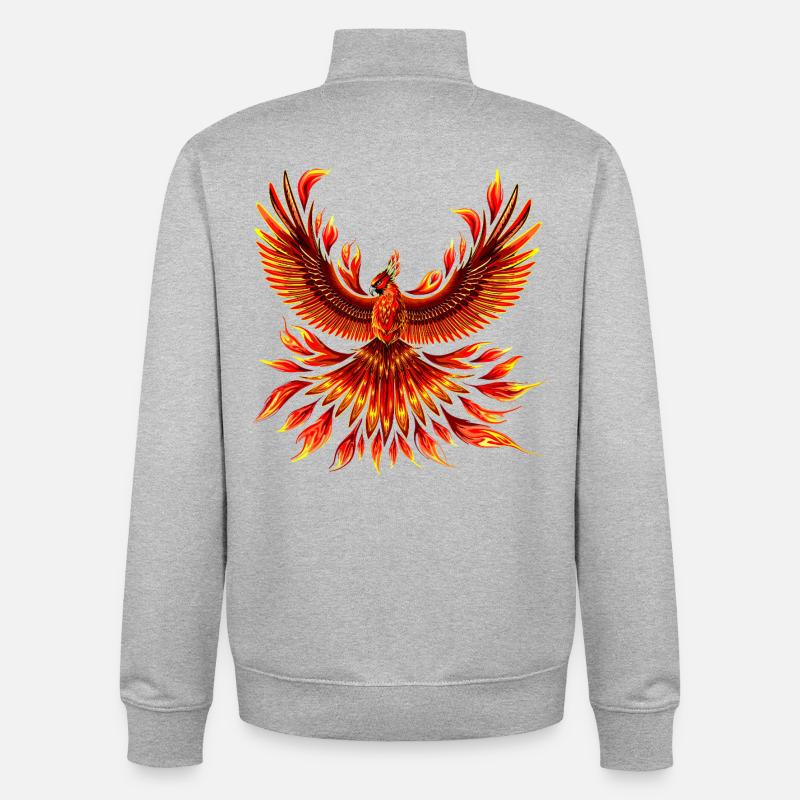 Phönix-Feuervogel - Unisex Organic Zip Sweatshirt von Stanley/Stella - Grau meliert