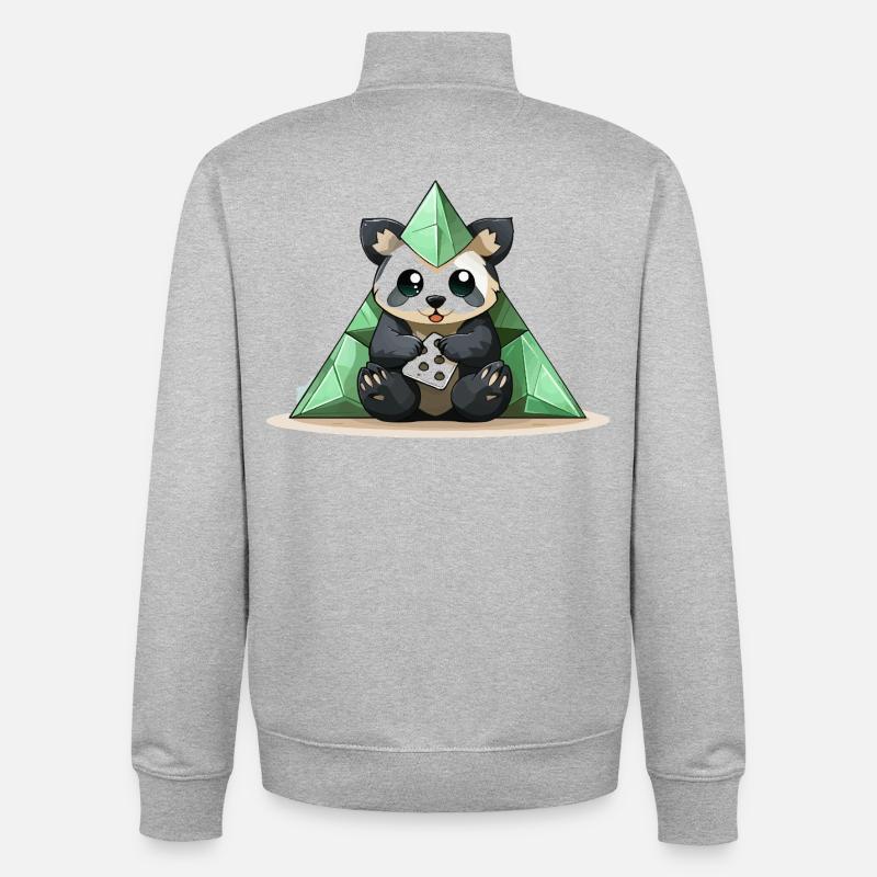 Pyramide de Cristal de Panda - Sweat zippé unisexe en coton bio Stanley/Stella - gris chiné