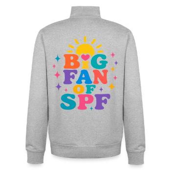 SPF Sonnenschutz Fan Sommer Sonne - Unisex Organic Zip Sweatshirt von Stanley/Stella - Grau meliert - Hinten - AI Model Male 185 light (185cm)