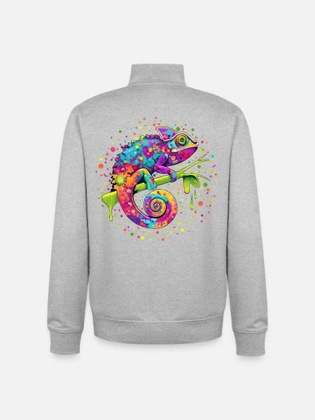 Chamäleon-Aquarellfantasie - Unisex Organic Zip Sweatshirt von Stanley/Stella - Grau meliert