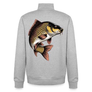Springender Karpfen  - Unisex Organic Zip Sweatshirt von Stanley/Stella - Grau meliert - Hinten - AI Model Male 185 light (185cm)