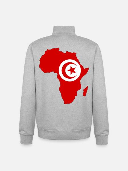 Tunisia Flag Africa - Unisex Organic Zip Sweatshirt by Stanley/Stella - heather grey