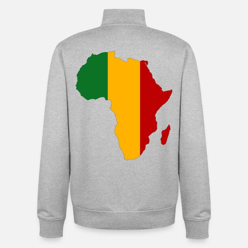 Mali Drapeau Afrique - Sweat zippé unisexe en coton bio Stanley/Stella - gris chiné