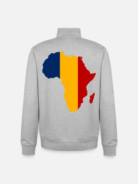 Tschad_Flagge_Afrika - Unisex Organic Zip Sweatshirt by Stanley/Stella - heather grey