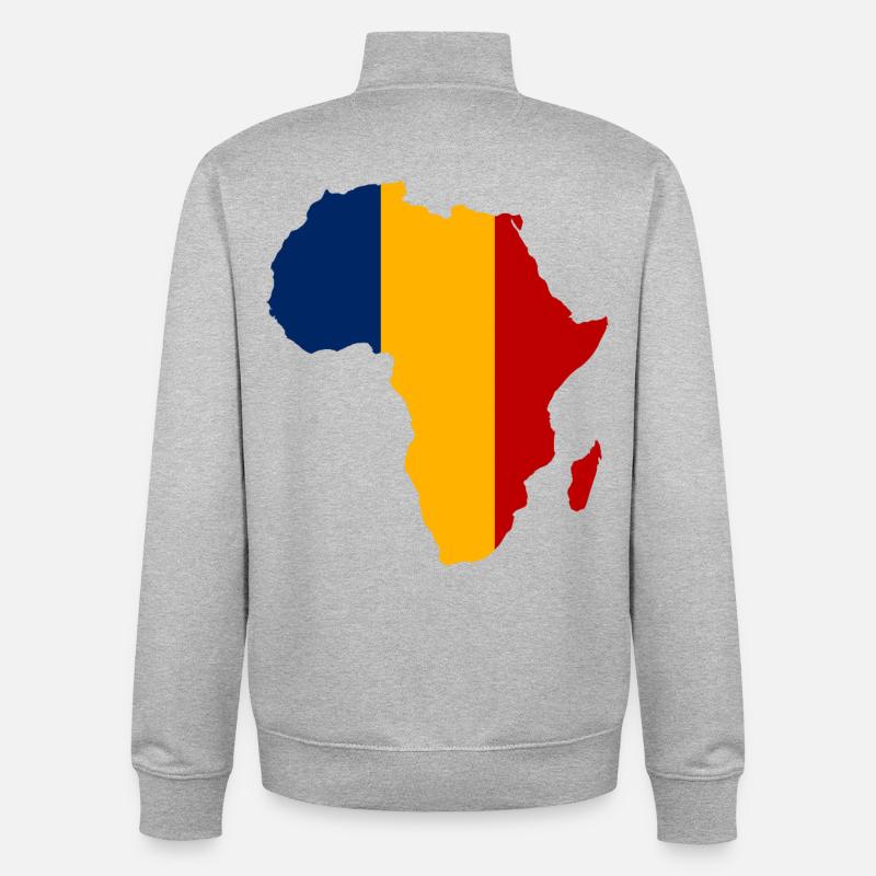 Tschad_Flagge_Afrika - Unisex Organic Zip Sweatshirt von Stanley/Stella - Grau meliert