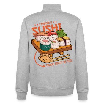 Sushi-Freunde - Unisex Organic Zip Sweatshirt von Stanley/Stella - Grau meliert - Hinten - AI Model Male 185 light (185cm)