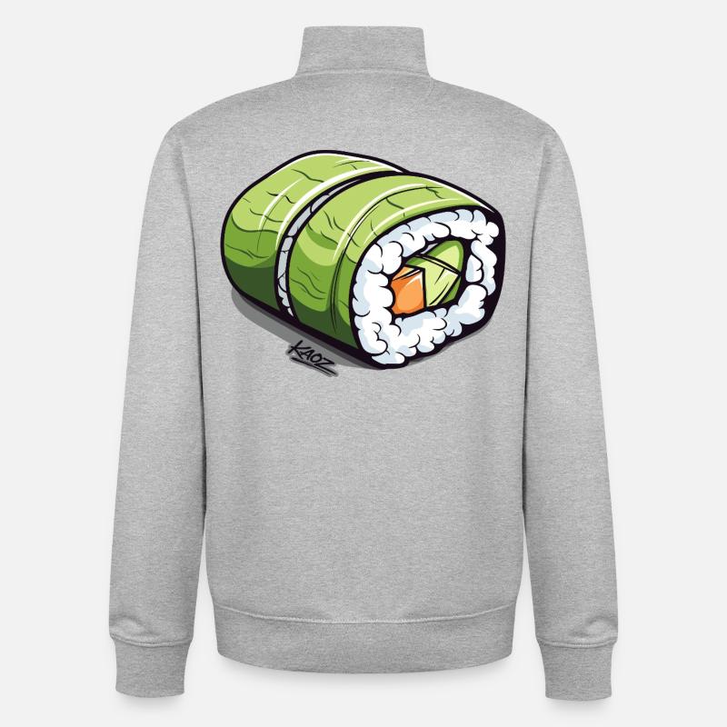 Emerald Green Sushi Roll - Unisex Organic Zip Sweatshirt by Stanley/Stella - heather grey