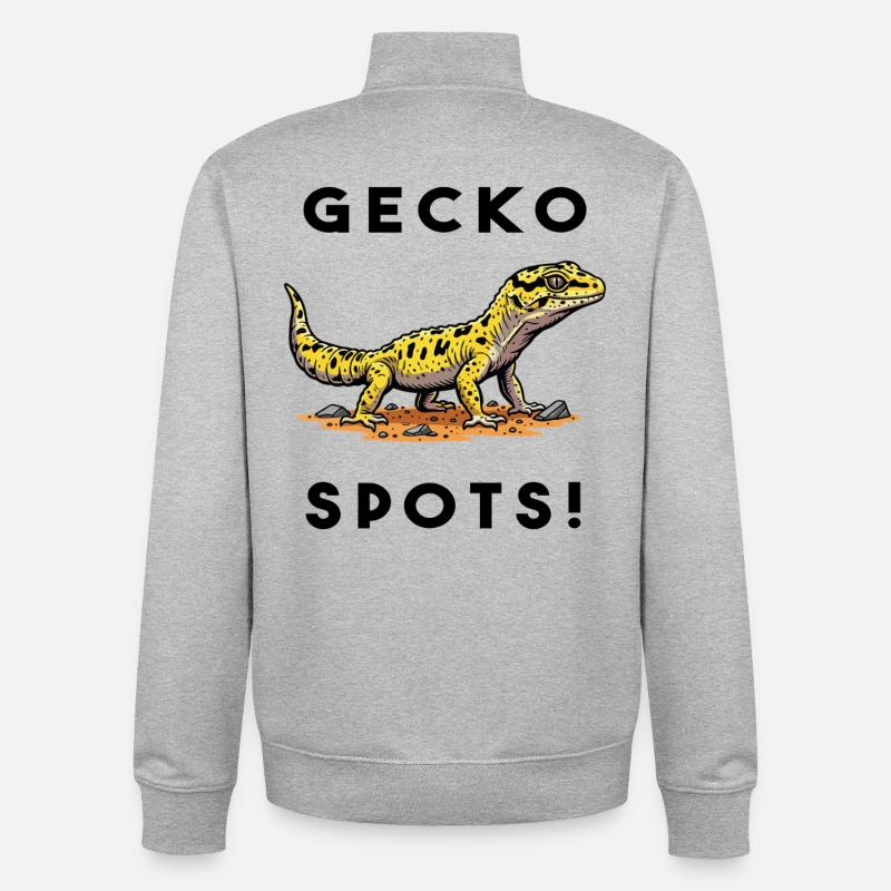Gecko Leopard Bask Lezard Terrarium - Sweat zippé unisexe en coton bio Stanley/Stella - gris chiné