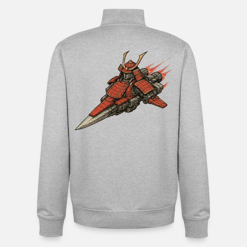 Vaisseau spatial samouraï - Sweat zippé unisexe en coton bio Stanley/Stella - gris chiné