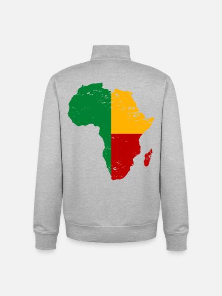 Drapeau du Bénin Afrique utilisé - Sweat zippé unisexe en coton bio Stanley/Stella - gris chiné