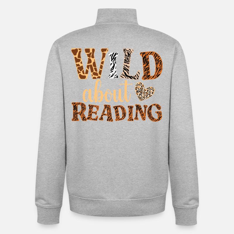 WILD about Reading: Animal Pattern Letters - Unisex Organic Zip Sweatshirt by Stanley/Stella - heather grey