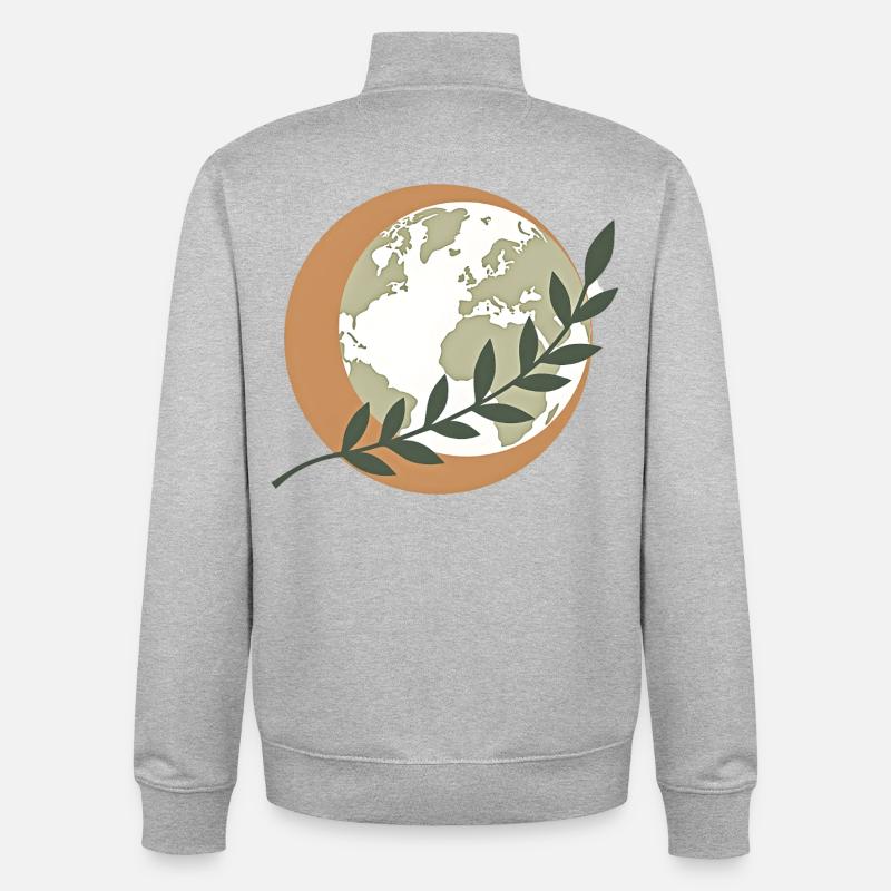 Green Peace Globe - Unisex Organic Zip Sweatshirt von Stanley/Stella - Grau meliert