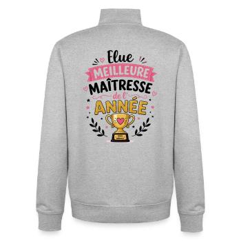 Meilleure Maîtresse de l'Année - Sweat zippé unisexe en coton bio Stanley/Stella - gris chiné - Dos - AI Model Male 185 light (185cm)