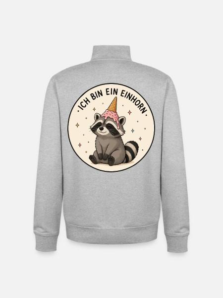 Einhorn Waschbär - Unisex Organic Zip Sweatshirt von Stanley/Stella - Grau meliert