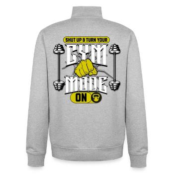 Shut Up & Turn Your Gym Mode On - Unisex Organic Zip Sweatshirt by Stanley/Stella - heather grey - Back - AI Model Male 185 light (185cm)