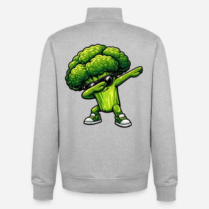 Dabbing Broccoli - Unisex Organic Zip Sweatshirt by Stanley/Stella - heather grey