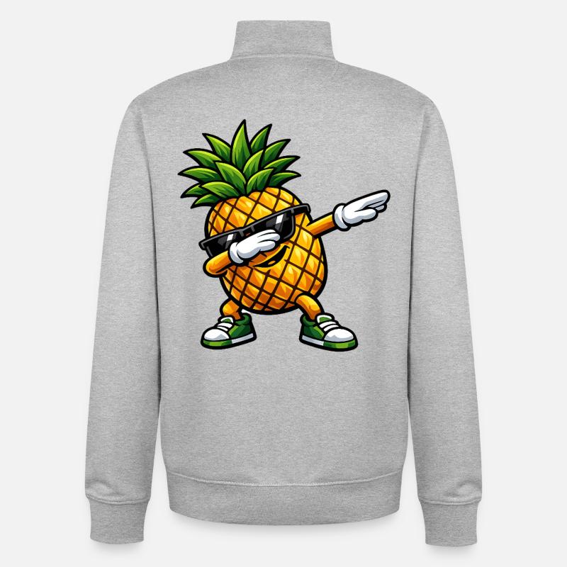 Tamponnement de l’ananas - Sweat zippé unisexe en coton bio Stanley/Stella - gris chiné