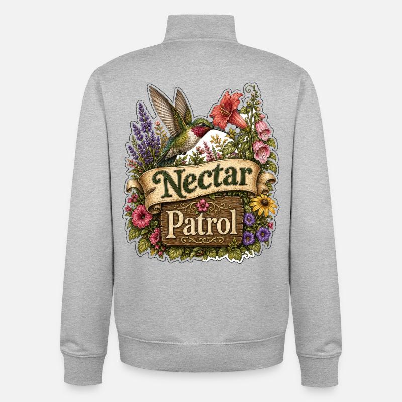 Patrouille Nectar - Sweat zippé unisexe en coton bio Stanley/Stella - gris chiné