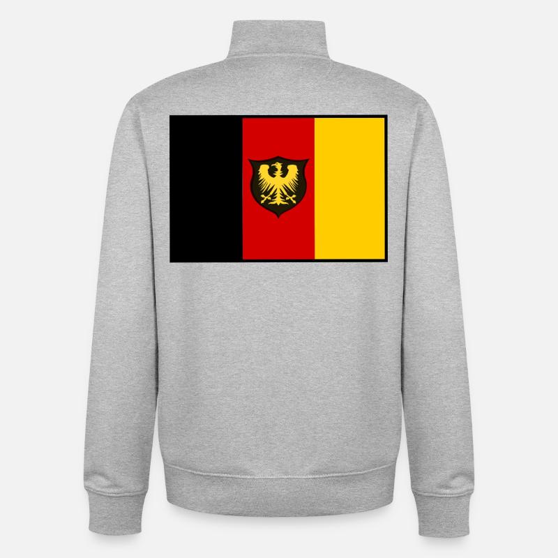 Drapeau de l’aigle NoirRedGold Shield - Sweat zippé unisexe en coton bio Stanley/Stella - gris chiné
