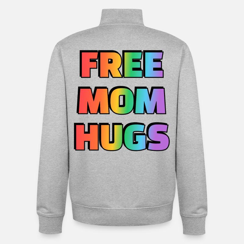 Rainbow Free Mom Câline T-shirt - Sweat zippé unisexe en coton bio Stanley/Stella - gris chiné