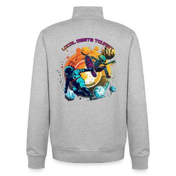 Local Meets Tourist Alien Skater Space Art - Unisex Organic Zip Sweatshirt von Stanley/Stella - Grau meliert - Hinten - AI Model Male 185 light (185cm)
