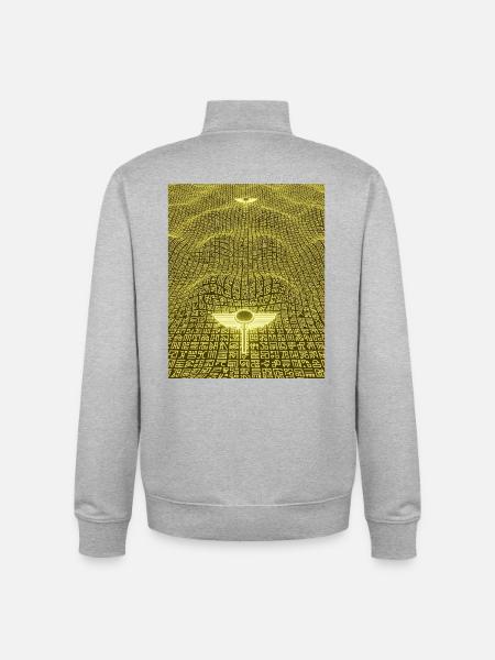 Ancient Golden Code Alien Artifact - Unisex Organic Zip Sweatshirt by Stanley/Stella - heather grey