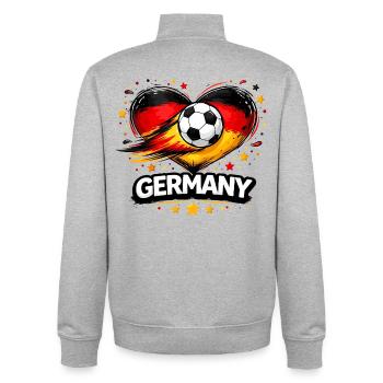 Graphique du cœur du football allemand - Sweat zippé unisexe en coton bio Stanley/Stella - gris chiné - Dos - AI Model Male 185 light (185cm)