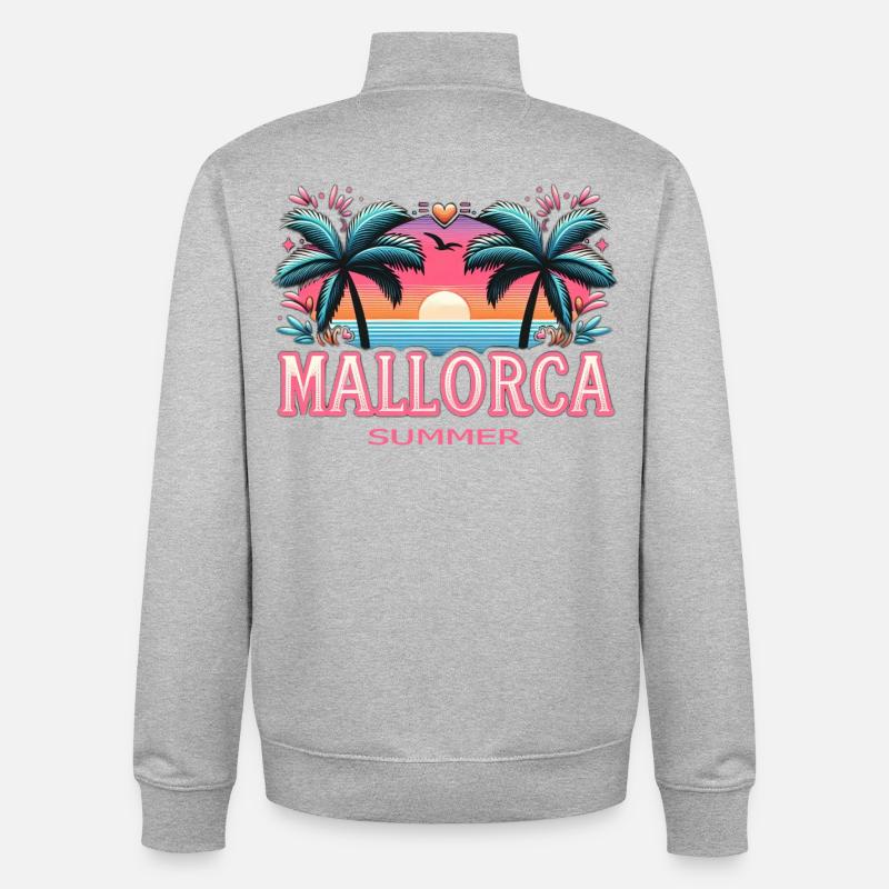 Majorque - Sweat zippé unisexe en coton bio Stanley/Stella - gris chiné