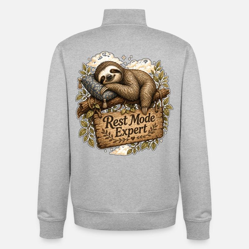 Rest Mode Expert Sloth - Unisex Organic Zip Sweatshirt by Stanley/Stella - heather grey