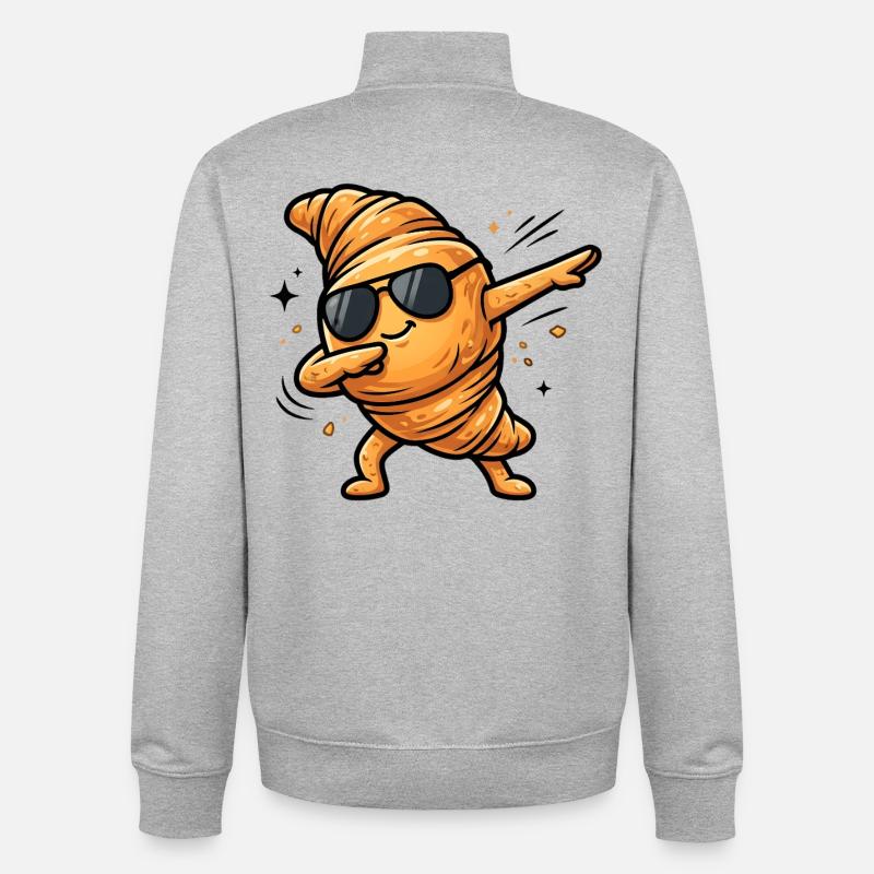 Croissant à tamponner - Sweat zippé unisexe en coton bio Stanley/Stella - gris chiné
