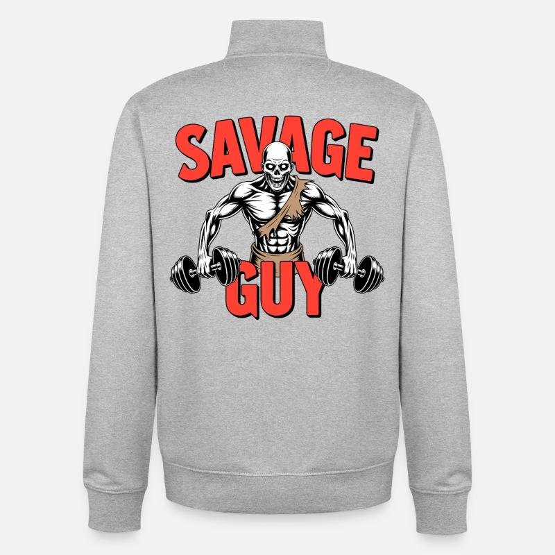 Squelette de gymnase sauvage - Sweat zippé unisexe en coton bio Stanley/Stella - gris chiné