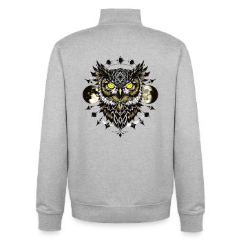 Eule im Tattoodesign - Unisex Organic Zip Sweatshirt von Stanley/Stella - Grau meliert - Hinten - AI Model Male 185 light (185cm)