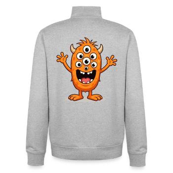Orange monster with many eyes - Unisex Organic Zip Sweatshirt by Stanley/Stella - heather grey - Back - AI Model Male 185 light (185cm)