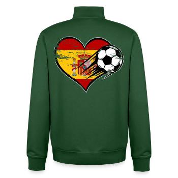 Flag football espagnol avec le cœur utilisé - Sweat zippé unisexe en coton bio Stanley/Stella - vert bouteille - Dos - AI Model Male 185 dark (185cm)