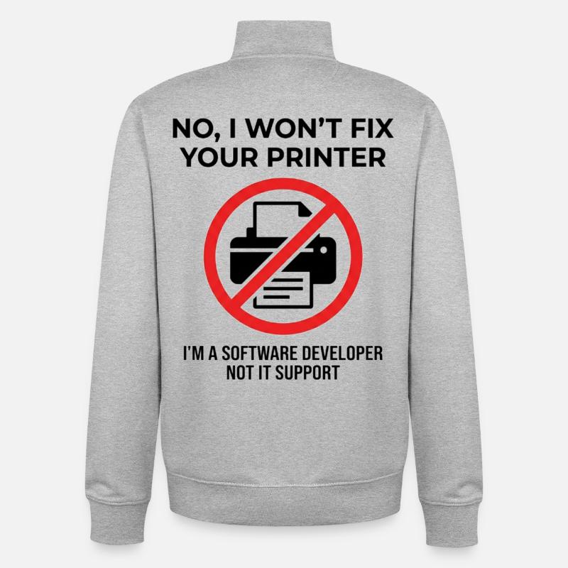 Programmer: not IT support - Unisex Organic Zip Sweatshirt by Stanley/Stella - heather grey