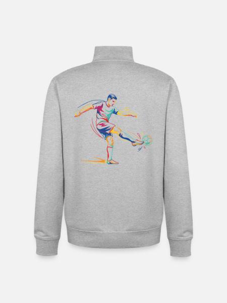 Soccer Stadium Tournament Team Player Graphic - Unisex Organic Zip Sweatshirt by Stanley/Stella - heather grey