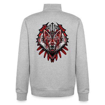 Haida Wolf Stammestotem Design - Unisex Organic Zip Sweatshirt von Stanley/Stella - Grau meliert - Hinten - AI Model Male 185 light (185cm)